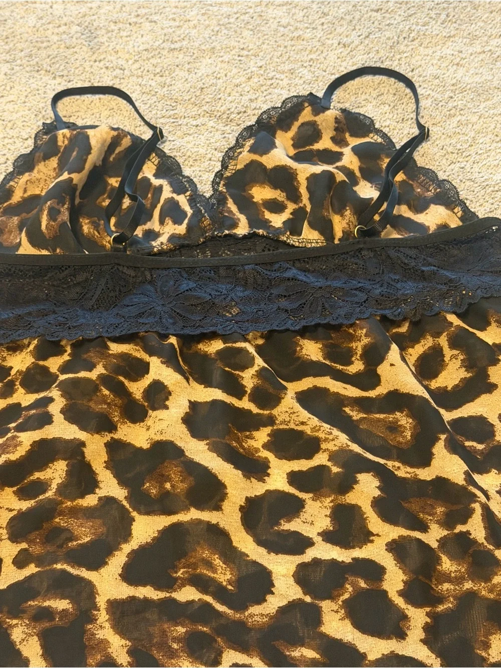 Leopard Lace-Trim Chemise and Robe Set - Women Intimates & Sleepwear